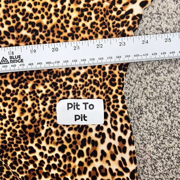 SUSAN GRAVER Women's XL Liquid Knit Turtleneck Animal Print Leopard Work Blouse‎ - Picture 6 of 9